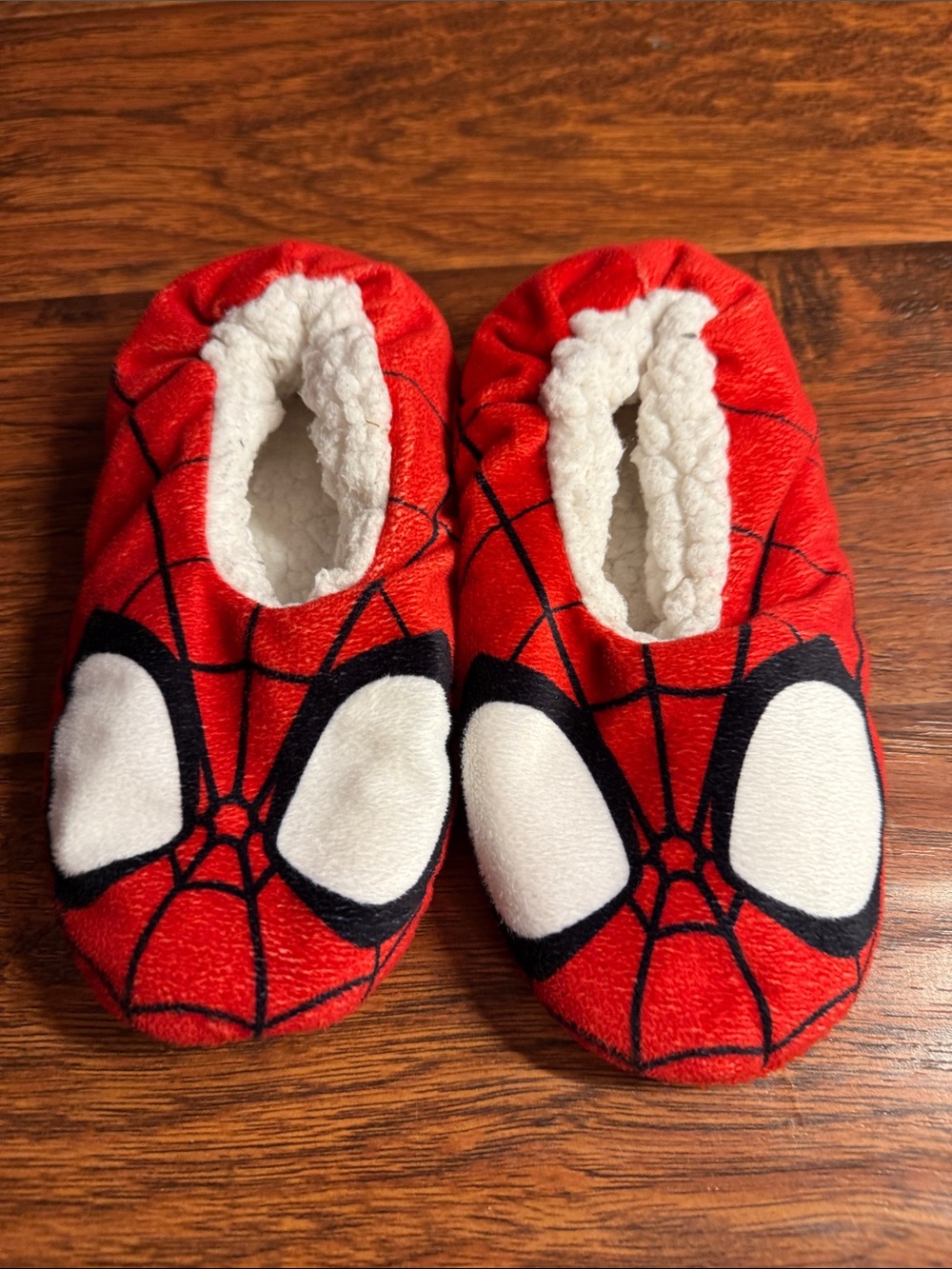 Marvel Red Spider-Man Plush Kids Footie Slippers. Size 11/12
